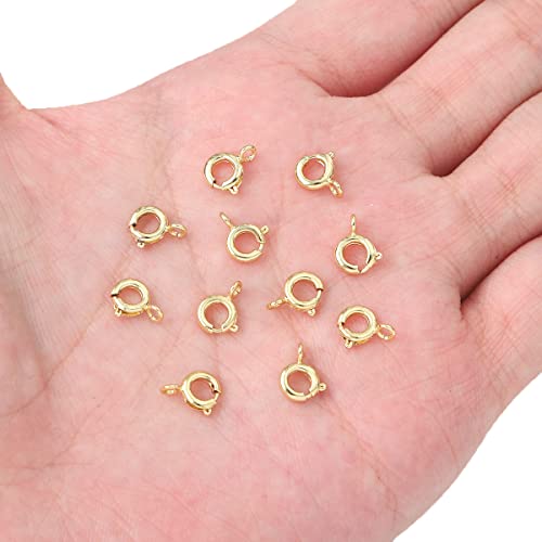BEADIA 14K Gold Plated Spring Clasps Non Tarnish 6mm 20pcs for Jewelry Making Findings - color: Spring Clasps 14K Gold, size: 6mm