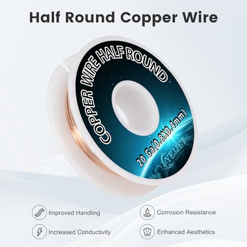 20 Gauge Half-Round Copper Wire 0.81x0.41mm - 1.3 oz (55 Feet) Pure Copper Craft Wire for Sculpting & Circuitry - color: 20 Gauge 0.8*0.4 mm, size: 1.3 Oz Copper Wire