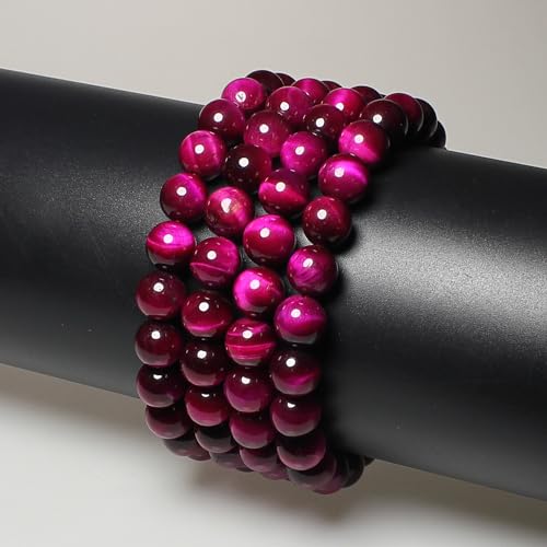 MJDCB Stone Beads 6mm 60pcs Round Rose Red Tiger's Eye Loose Gemstone Bead Charms for Jewelry Making Bracelet Necklace Earring Pendant - color: Rose Red Tiger's Eye, size: 6mm