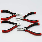 The Beadsmith Ergonomic Pliers Set – Extra Fine Tips – 5 Inches, 4-Pieces: Round Nose, Chain Nose, Flat Nose & Semi-flush Side Cutter – Leatherette Carrying Case Included – Tools for Jewelry Making - size: 4-piece Set - 5"