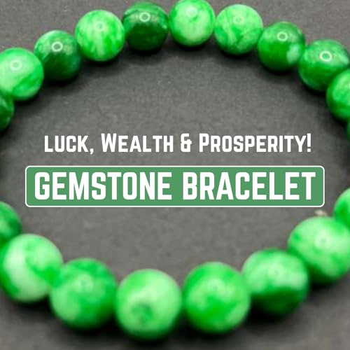 Jade Bracelet for Women & Men - Natural Green Jade Bracelet with 8mm Round Beads, Handmade Adjustable Healing Crystal Jewelry for Spiritual Balance, Luck, Wealth & Protection, Gift for Christmas