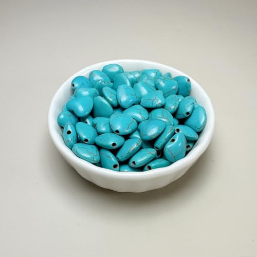 Turquoise Love Beads for Jewelry Making 200pcs 12mm Natural Semi-Precious Gemstone Loose Space Beads for Bracelets, Necklaces, Earring, DIY Handmade Crafts, Healing Stone Gifts, Garland Deco - color: Turquoise Heart 12mm