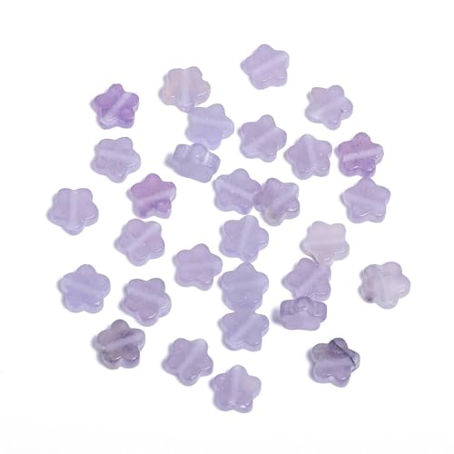 Songxi 60pcs 6mm Purple Crystal Plum Blossom Natural Stone Beads for Jewelry Making, Smooth Loose Flower Shape Gemstone Beads for Bracelets Necklace Earrings Making Supplies ﻿ - color: Purple Crystal