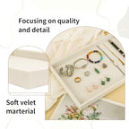 2 Pcs 13.8" x 9.5" Velvet Jewelry Tray Jewelry Display Tray Flat Tray, Stackable Empty Plate Trays for Earrings Necklaces Bracelet Rings Display Showcase - Light Khaki - color: Light Khaki, size: Flat Tray 13.8"x9.5"