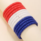 12pcs Friendship Bracelets Beaded Bracelets Heishi Bracelet Cute Bracelets Stack Vinyl Clay Disc Bead Surfer Stretch Summer Beach Bracelets For Women Preppy Bracelets - color: E-color
