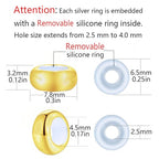 Clip Stopper Charms Sterling Silver Rondelle Spacer Bead for Bracelets (Silver) - color: Golden