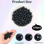 1 Box 8MM 120PCS Black Onyx Beads with Holes Natural Agate Round Gemstone Polished Stone Smooth Loose Spacer Bead Bulk for Jewelry Making Earrings Bracelet Necklace Decor DIY Craft Supply