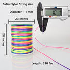 LUSTEMBER 330 Feet Satin Nylon String, 1 mm Silky Smooth Durable Nylon Cord for Jewelry Making, Bracelets, Beading, Necklaces, Macrame, Kumihimo, Rattail, and Chinese Knot Craft - size: Rainbow