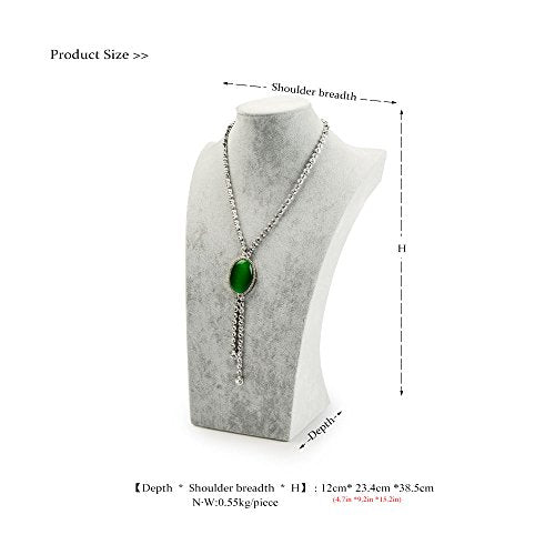 Oirlv Velvet 3-Dimensional Jewelry Stand Necklace Pendant Chain Jewelry Bust Display Holder (H15.16) - size: H15.16"