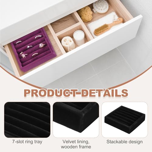 uxcell Stackable Jewelry Storage Tray, Jewelry Tray Drawer Organizer, Small Display Box for Earrings, Necklaces, Rings and Bracelets, Black - color: Black