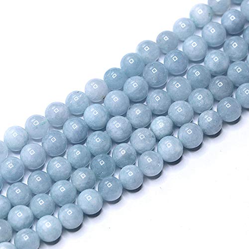 Natural Gemstone Loose Beads Smooth Round Approxi 15 inch DIY Bracelet Necklace for Jewelry Making (6mm, Light Blue Dyed Jade) - color: Light Blue Dyed Jade, size: 6mm
