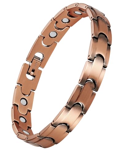 Jecanori Pure Copper Bracelet for Women,Copper Magnetic Bracelet With 3500 Gauss Magnets, Adjustable Jewelry Gift with Sizing Tool - color: Copper-Classic