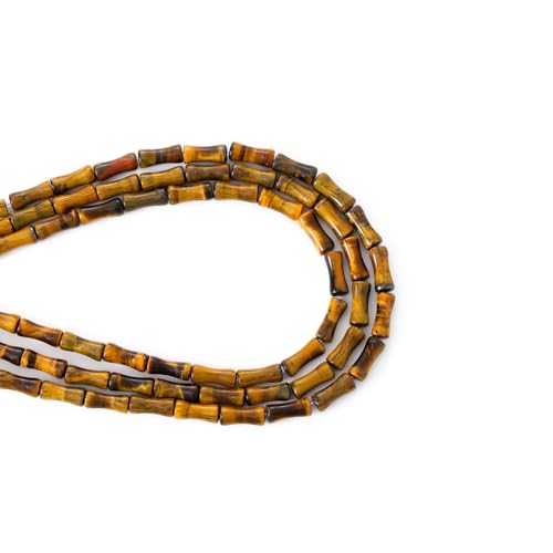 5x12mm Natural Tiger Eye Stone Bamboo Shape Gem Healing Energy Loose Spacer Beads for DIY Necklace Bracelet Earring - color: Tiger Eye