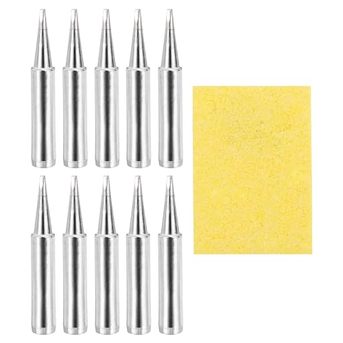 MECCANIXITY Pack of 10 900M Solder Tips Internally Heated Soldering Tips with Cleaning Sponge Pad Replacement Welding Accessories Kit for Electrical Solder Station Tip (900M-T-1.2D) - style: 900M-T-1.2D
