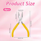 Mini Needle Nose Pliers Set, 2Pcs Needle Nosepliers for Jewelry Making, Yellow Jewelry Chain Nose Plier, Small Craft Plier with Smooth Jaw and Comfort Grip Handle for Wire Bending Object Graspi - color: Yellow