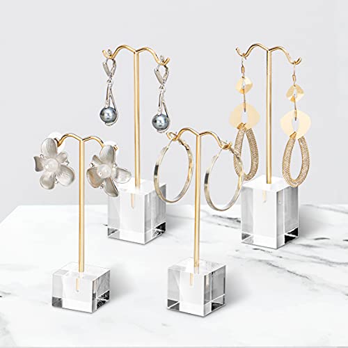MOOCA Enhance Your Jewelry Presentation with the 4 Pcs Set Acrylic Earring Display Stand - Perfect Showcase for Earrings, Countertop T Stand, and Stylish Jewelry Display, Gold Color - color: Gold