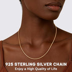 Jewlpire 1.3mm Box Chain 14K Gold Plated 925 Sterling Silver Chain Necklace for Women, Thin & Sturdy Womens Chains Necklace 14 16 18 20 22 24 26 Inches - color: 14K Gold Plated, size: 16 Inches