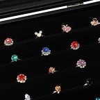 Wudygirl 7 Slots Ring Holder Organizer Box with Transparent Lid Black Jewelry Organizer for Store Display Jewelry Holder for Rings（Ring Organizer） - style: 7 Slot Ring Tray