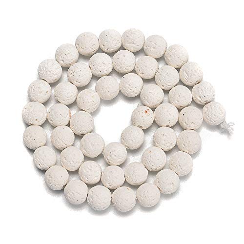 Natural Gemstone Loose Beads Smooth Round Approxi 15 inch DIY Bracelet Necklace for Jewelry Making (8mm, White Lava) - color: White Lava, size: 8mm