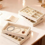 9 Pcs Velvet Jewelry Tray, Stackable Jewelry Organizer, Necklace Bracelet Display Tray, Jewelry Storage Inserts Set for Dresser & Vanity (9)