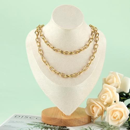UMAOKANG 2 Yard Gold Plated Chains for Jewelry Making Stainless Steel Oval Chain on Spool Jewelry Making Chains Bulk - color: Oval (Gold)