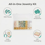 Imaginovelty 1920PCS Jewelry Making Kit with Natural Amazonite Stone Beads, Irregular Chips & Crystal Beads for Bracelets,Necklaces Earrings, Complete DIY Craft Set with Pliers & Gift Box