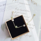 Natural Hetian Jade & Pearls Beaded Necklace Bracelet Jewelry for Women, Lucky Green Jade White Pearl Charm Adjustable Chain Jewelry Gift for Mom Lover her - color: Bracelets