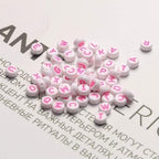 Pink Letter Beads Alphabet Letters White Round Bead, 4x7mm 1200pcs, Pink Beads for Bracelets Friendship Bracelets Making Kit Beads with Box - color: Pink Letter White Bead, size: 4×7mm(Round)