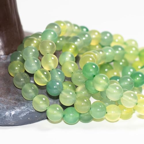 8mm Natural Gemstone Stretch Bracelet, Handmade Unisex Crystal Bracelets for Meditation, Yoga, Spiritual Healing & Positive Energy - color: Prehnite
