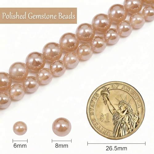 Stone Beads, 45pcs Brown Agate, 8mm Round Loose Beads for Jewelry Making, Bracelets, with Bag, String & Card - color: Brown Agate, size: 8mm