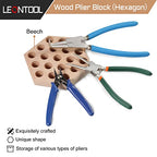 Wooden Pliers Organizer - Hexagon Pliers Rack with 19 Holes - Beech Wood - Brown - 5 x 5 x 0.88 inches - Indoor Use - Tabletop Mounting - No Assembly Required - style: Hexagon