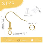Hypoallergenic Earring Hooks, Ear Wires Fish Hooks, 600 Pcs Gold Earing Making Supplies Kit with Earring Backs and Jump Rings for DIY Jewelry Making (Gold) - color: Gold