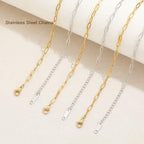20 PCS Paperclip Chain Bracelet Necklace Kit Stainless Steel Charm Bulk Chains with Extender for DIY Jewelry Making Supplies Accessories (Gold + Steel - color: 3x7.5mm Gold Silver