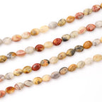 6×8mm Natural Crazy Agate Gemstone Loose Beads Flat Oval Healing Crystal Loose Stone Beads for Jewelry Necklace Bracelet Earring Craft - color: Crazy Agate