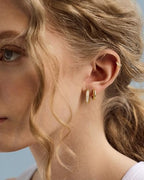 Me&Hz Gold Huggie Earrings Small Huggie Hoop Earrings for Women 14K Gold Plated Hypoallergenic Cubic Zirconia Huggies Mini Silver Hoop Earring for Women - color: Square - CZ, Gold