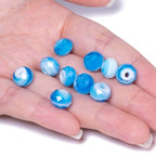 7.5×10mm 50pcs Light Blue White Faceted Lampwork Glass Beads for Jewelry Making, Flat Round Handmade Murano Beads for Bracelets, Crafts, Friendship Bracelet Kit, Rosary Making - color: Light Blue White