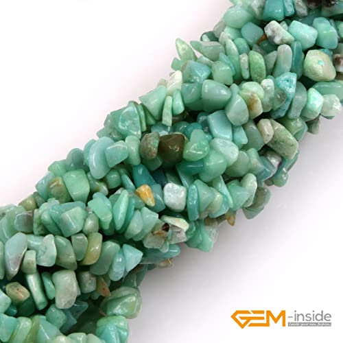 GEM-Inside Crystal Stone Chips for Jewelry Making Genius Gemstone Freeform Loose Beads with Hole for Bracelet Necklace Making Adults 34" (Amazonite, 7-8mm) - color: Amazonite