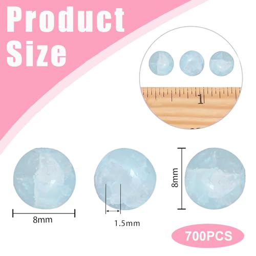 8mm Crackle Glass Beads for Jewelry Making, 700Pcs Round Crystal Beads for Bracelets, DIY Crafts (Royal Blue Crackle) - color: Royal Blue Crackle