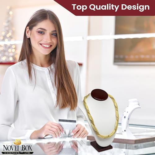 Novel Box Cherrywood/White Stand Jewelry Necklace Display 5.5x3x7.5 Inches - Freestanding Travel Necklace Holder Stand - Necklace Mannequin Organizer Stands - Necklace Displays Small - color: Rosewood/White, size: Small