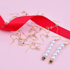 30pcs 14K Golden Diamond Earring Fish Hooks Hypo-allergenic French Rhinestone Ear Wire Connector for Women DIY Earrings Jewelry Making - color: Gold