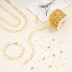 YOUBEIYEE 5 Meters Gold Plated Oval Jewelry Making Chains Roll Stainless Steel Chain Bulk for Women Necklace DIY - color: Ellipse Gold