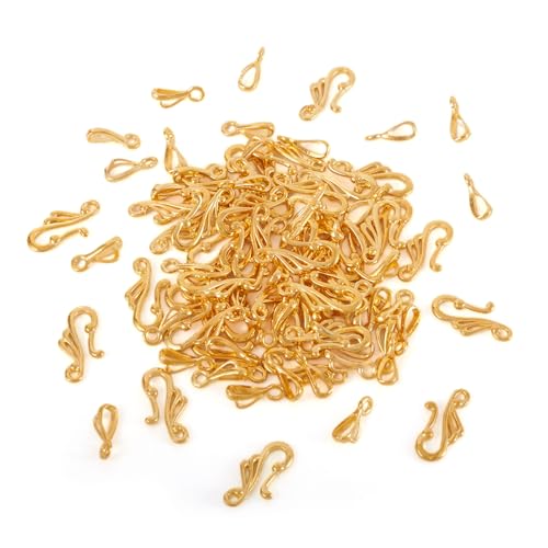 Craftdady 50 Sets Tibetan Gold S Hook Eye Toggle Clasps Metal Closure End Clasps with Bar for Bracelet Necklace Jewelry Making - color: Gold, 25x12mm