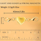 925 Silver Heart-Shaped Magnetic Necklace Clasps and Closures, Magnetic Clasp Converter for Jewelry Making Supplies,Chain Extender Connector for Necklace Bracelet (2gold + 2silver) - color: 2gold + 2silver