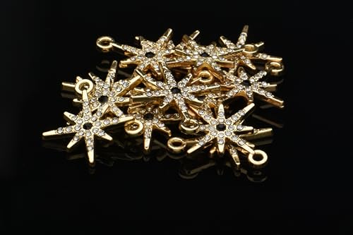 Pack of 20 Rhinestone Charms Gold Plated Pendants Pave Crystal Accessories for Necklace Bracelet Jewelry Making DIY Crafting - color: (Star)VID61602