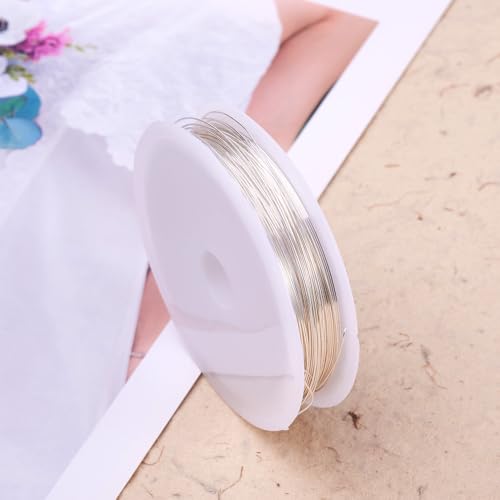 1 Roll 51.18 Feet(15.6m) 28 Gauge Round Copper Jewelry Bendable Wire Long-Lasting Plated Jewelry Wire Soft Artistic Wires Copper Metal Beading for Jewelry Making Crafts,Silver Color Plated - color: 28 Gauge,Silver Color Plated