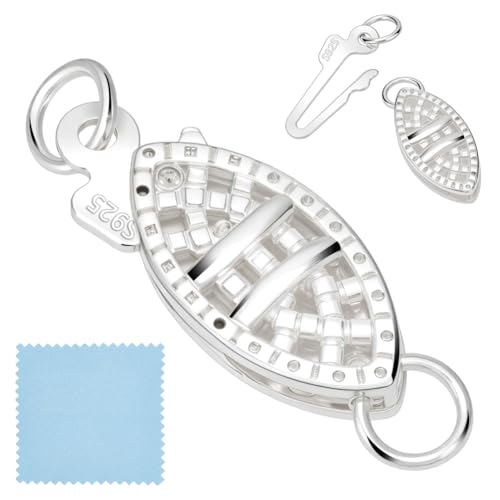 925 Sterling Silver Pearl Filigree Necklace Clasp, 13mm Oval Filigree Fish Hook Clasp Horse Eye Jewelry Slide Clasps Bracelet Connectors for Necklace Bracelet Chain Jewelry Making - color: 13mm Horse Eye