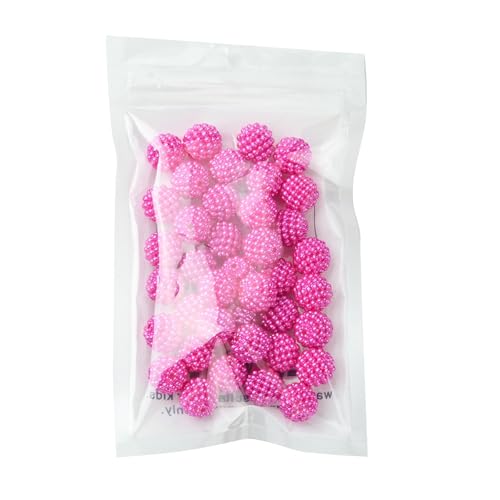 40pcs Round Acrylic Berry Beads, 12mm Large Chunky Bubblegum Beads Loose Spacer Ball Bead for Jewelry Making Earrings Necklaces Bracelets DIY Beading Crafts, Fuchsia - color: Fuchsia