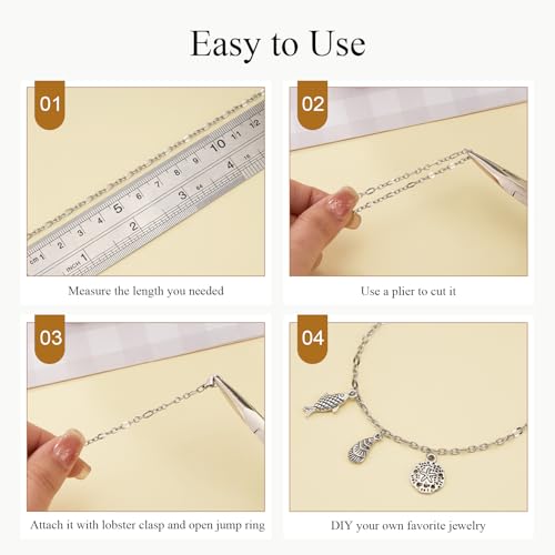 16.4 Feet Stainless Steel Oval Lip Jewelry Making Chains Silver Chain Bulk for Jewelry Making DIY Craft Findings - color: Lip Silver