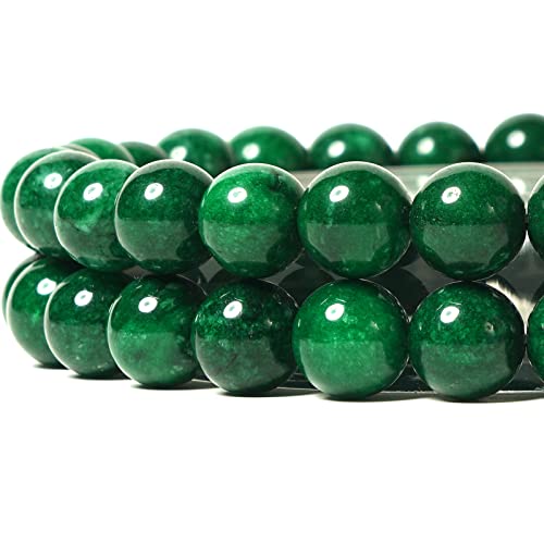 10mm Natural Blackish Green Chalcedony Round Bead - 35PCS Bulk Gemstone Beads for Jewelry Making, DIY Bracelets, Necklaces - Includes Crystal Stretch Cord - Stone Beads for Crafting Gifts - color: Blackish Green, size: 10mm