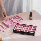YUFONG Earring Organizer Box Acrylic Jewelry Organizer with 3 Drawers 54 Adjustable Grids Clear Stackable Earring Holder Velvet Trays Ring Display Case for Women Girls (Black Pink) - color: Black Pink